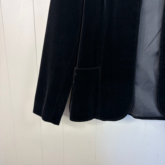 Vintage 1980s 1990s Black Velvet Blazer Size Medium Whimsigoth Fairy Goblincore - Picture 5 of 10